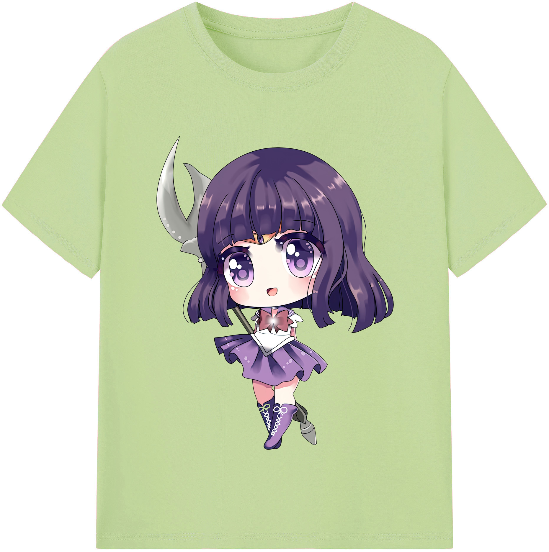 （画像用） 美少女戦士セーラームーン 土萠ほたる Sailor Moon Tomoe Hotaru （セーラーサターン；Sailor Saturn） 綿100％半袖Tシャツ（フロントプリント）